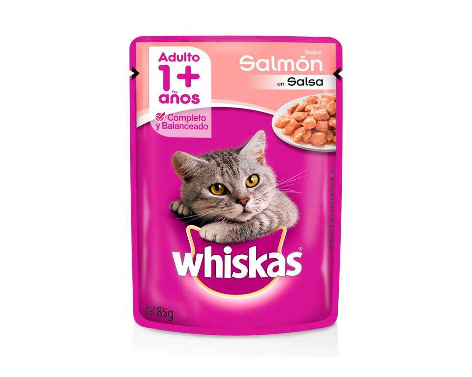 POUCH WHISKAS SABOR SALMON SACHET 85 GR