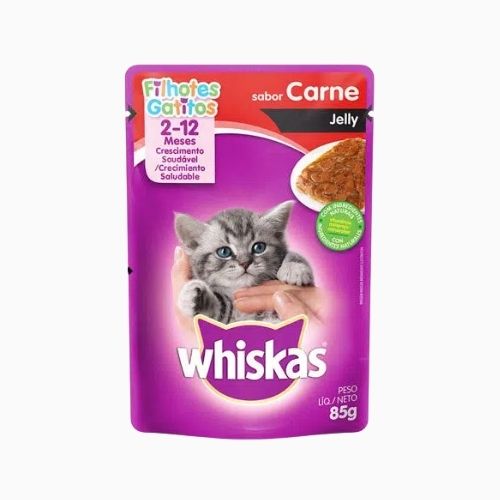 POUCH WHISKAS GATO CACHORRO SABOR CARNE JELLY SACHET 85 GR