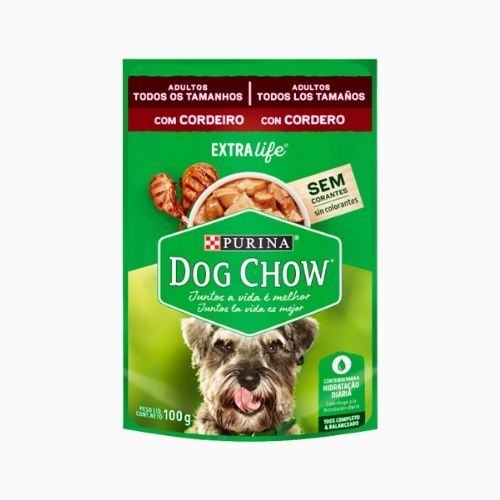 POUCH DOG CHOW ADULTO TODOS LOS TAMAÑOS SABOR CORDERO SACHET 100 GR