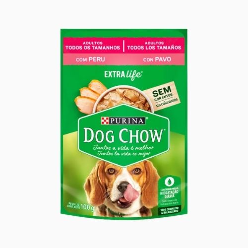 POUCH DOG CHOW ADULTO TODOS LOS TAMAÑOS SABOR PAVO SACHET 100 GR