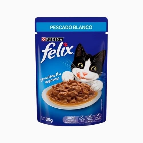 POUCH FELIX GATO ADULTO SABOR PESCADO BLANCO SACHET 85 GR