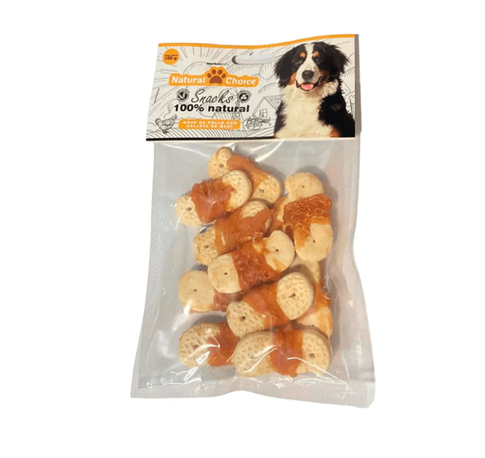 WRAP DE POLLO CON GALLETA DE MANI NATURAL CHOICE X 100 GR