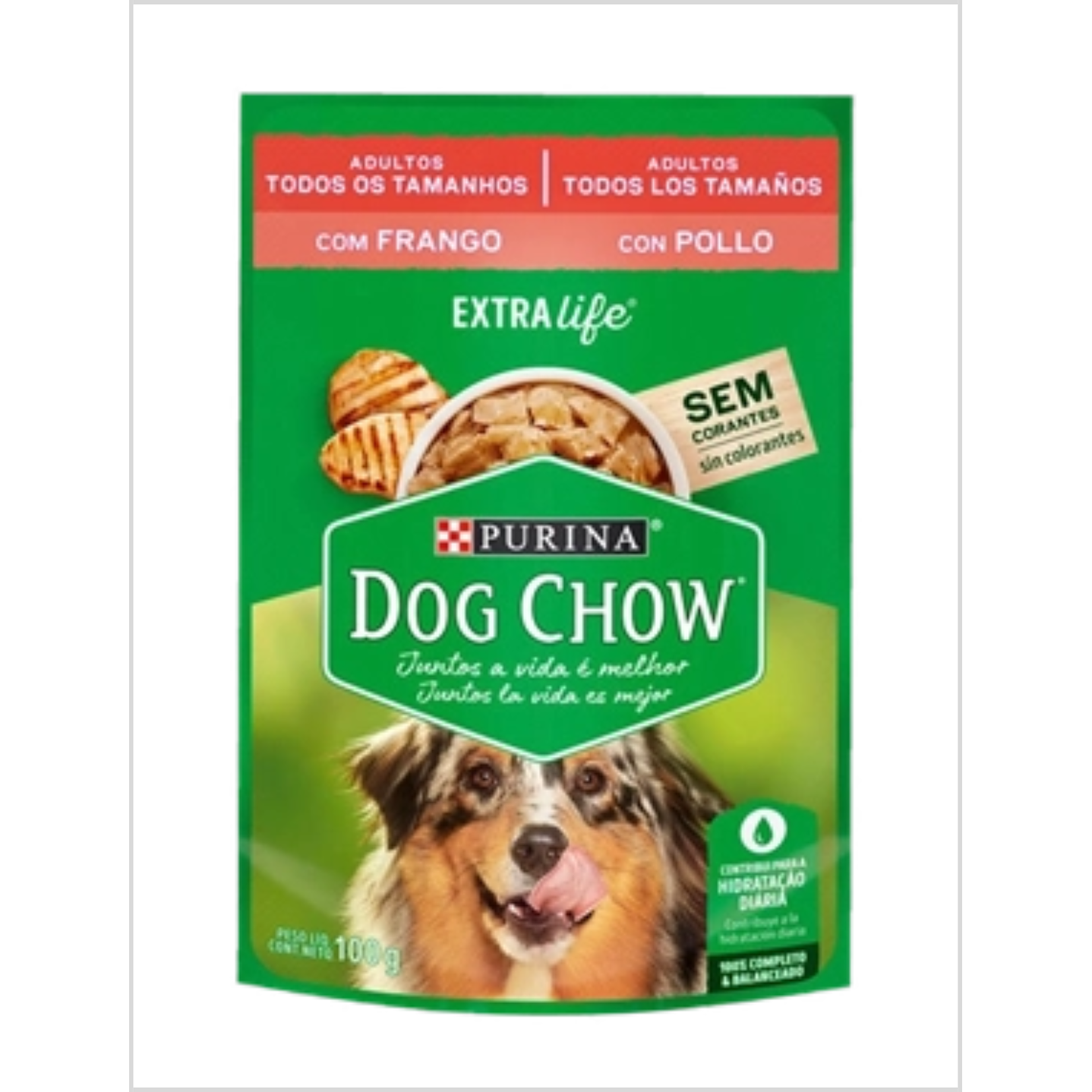 POUCH DOG CHOW ADULTO TODOS LOS TAMAÑOS SABOR POLLO SACHET 100 GR