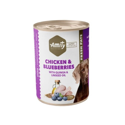 LATA AMITY POLLO-ARANDANO X 400 GR