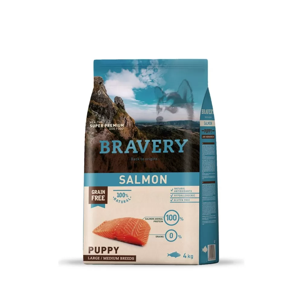 BRAVERY PUPPY M/L BREED SALMON 4 KG