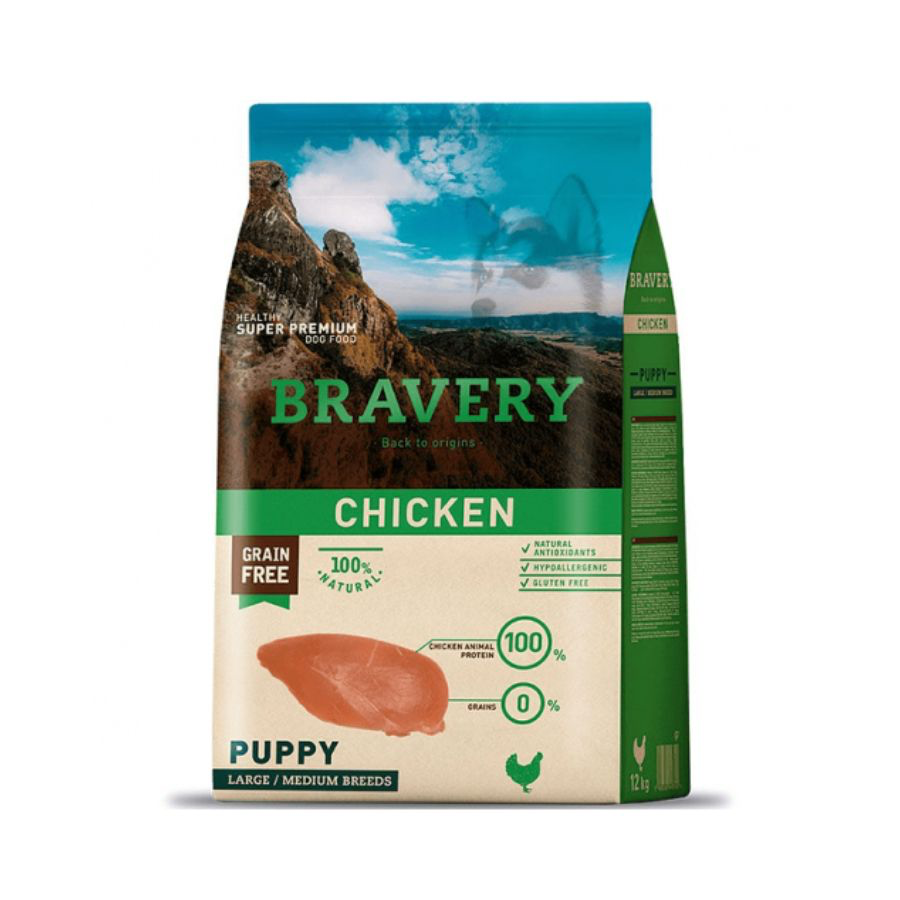 BRAVERY PUPPY CHICKEN M/L X 12KG