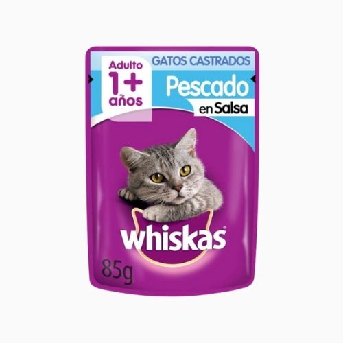 POUCH WHISKAS ESTERILIZADO SABOR PESCADO SACHET 85 GR